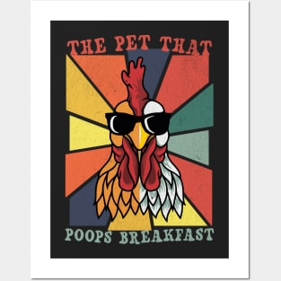 Retro Chicken - The Pet That Poops Breakfast Posters and Art